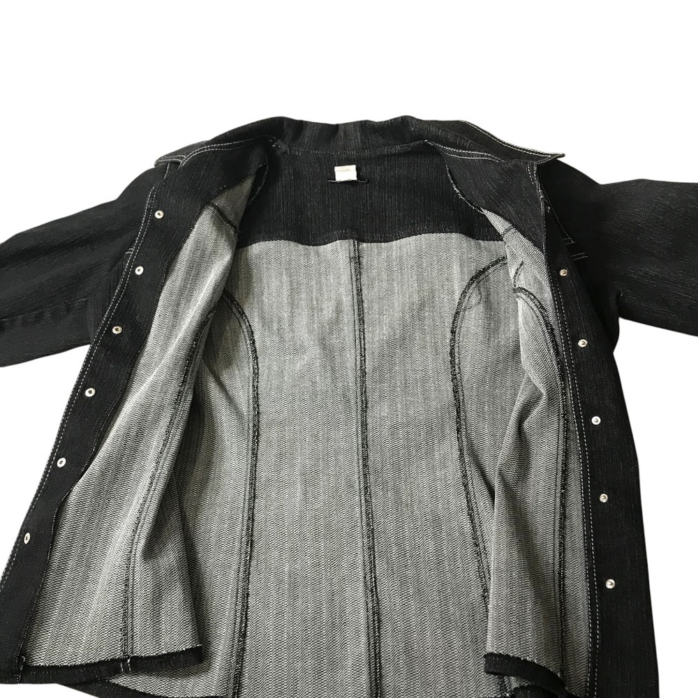 Dark Wash Denim Jacket with White Contrast Stitching - Picture 5 of 13